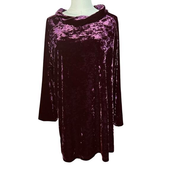 Cabernet Velvet Cowl Neck Top Tunic Burgundy SZ Large Boho Chic Cottage Holiday - Picture 2 of 10